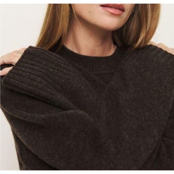 NWT Reformation Espresso Calloway Regenerative Wool Crew Sweater Size XS - Picture 2 of 8
